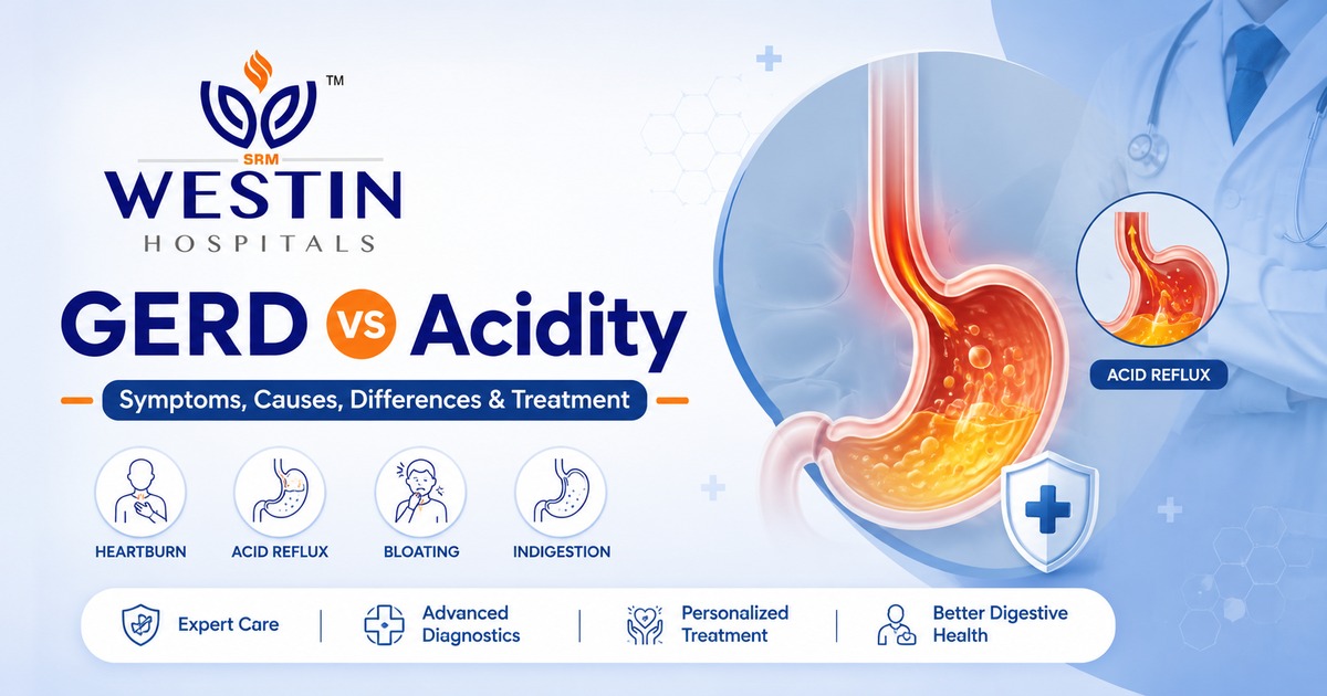 GERD vs Acidity symptoms causes differences and treatment at Westin Hospitals